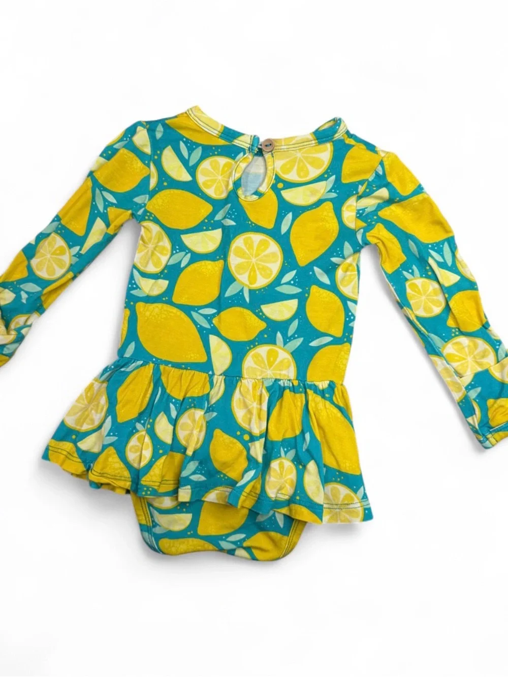 Little Bum Bums Lemon Long Sleeve Twirl Bodysuit Dress - Bamboo - Size 3-6 mos.